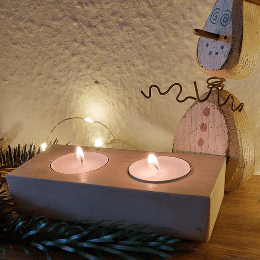 Rustic Upcycled Wooden Tea Light Holder